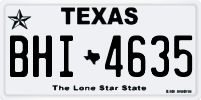 TX license plate BHI4635