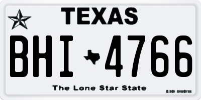 TX license plate BHI4766