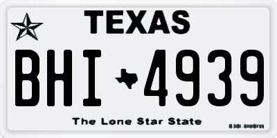 TX license plate BHI4939