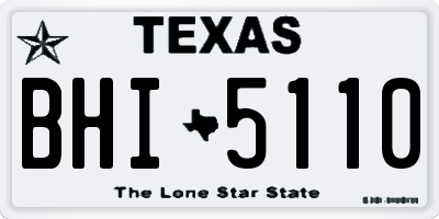 TX license plate BHI5110