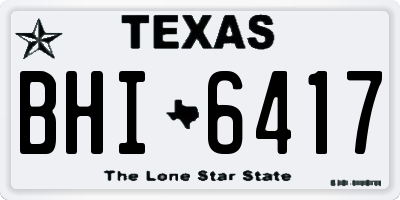 TX license plate BHI6417