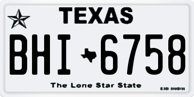 TX license plate BHI6758