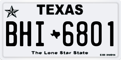 TX license plate BHI6801