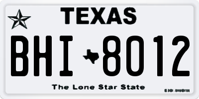 TX license plate BHI8012