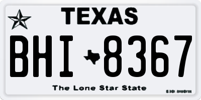 TX license plate BHI8367