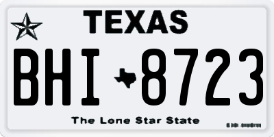 TX license plate BHI8723