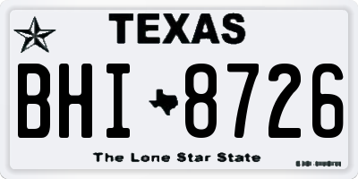 TX license plate BHI8726
