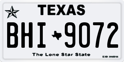 TX license plate BHI9072