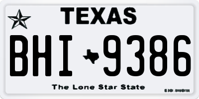 TX license plate BHI9386
