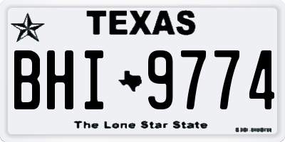 TX license plate BHI9774