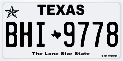 TX license plate BHI9778