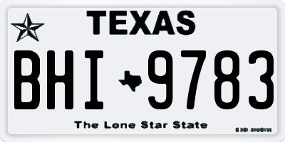 TX license plate BHI9783
