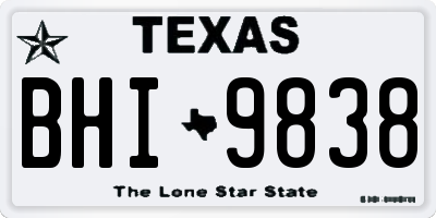 TX license plate BHI9838