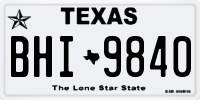 TX license plate BHI9840
