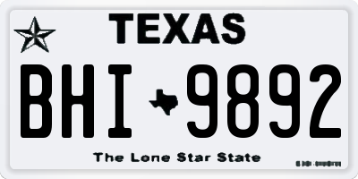 TX license plate BHI9892