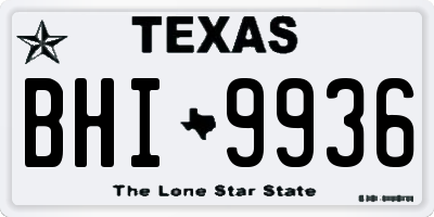 TX license plate BHI9936