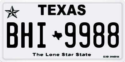 TX license plate BHI9988