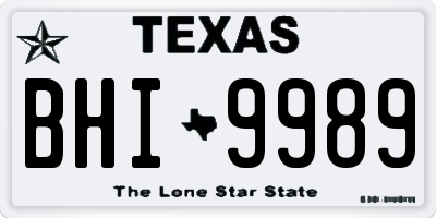 TX license plate BHI9989