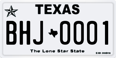 TX license plate BHJ0001