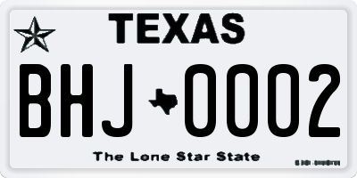 TX license plate BHJ0002