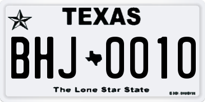 TX license plate BHJ0010