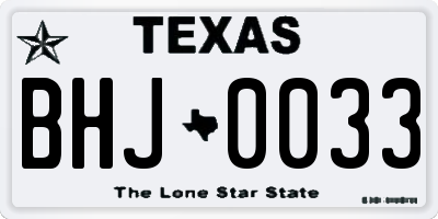 TX license plate BHJ0033