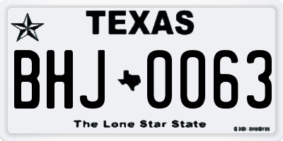 TX license plate BHJ0063