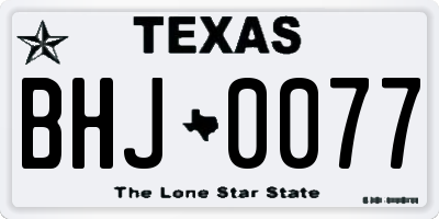 TX license plate BHJ0077