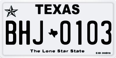 TX license plate BHJ0103