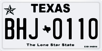 TX license plate BHJ0110