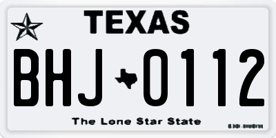 TX license plate BHJ0112