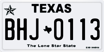 TX license plate BHJ0113