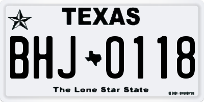 TX license plate BHJ0118