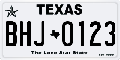 TX license plate BHJ0123