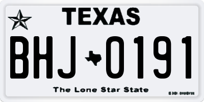 TX license plate BHJ0191