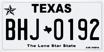 TX license plate BHJ0192