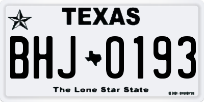 TX license plate BHJ0193