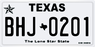 TX license plate BHJ0201