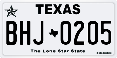 TX license plate BHJ0205