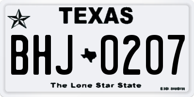 TX license plate BHJ0207