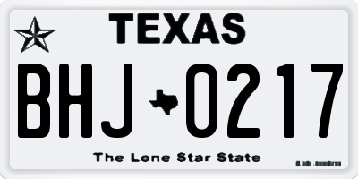 TX license plate BHJ0217