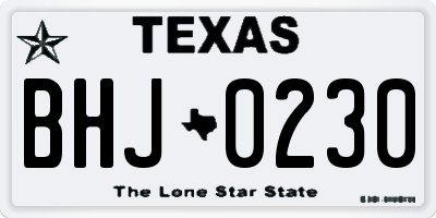 TX license plate BHJ0230