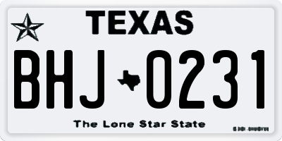 TX license plate BHJ0231