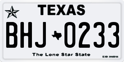 TX license plate BHJ0233