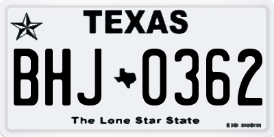 TX license plate BHJ0362