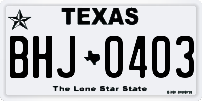 TX license plate BHJ0403