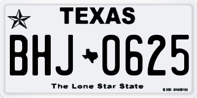 TX license plate BHJ0625