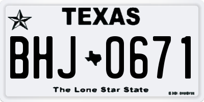 TX license plate BHJ0671