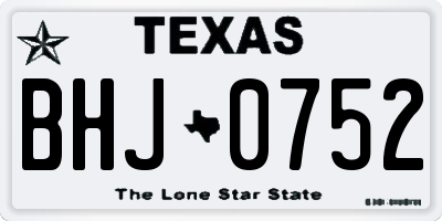 TX license plate BHJ0752