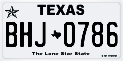 TX license plate BHJ0786